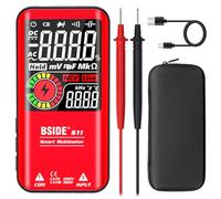 BSIDE Multimètre numérique LCD couleur 9999 comptes, Plage automatique Ohmètre rechargeable avec Mode intelligent, Testeur capacité Ohm fréquence, diode Test de tension en direct