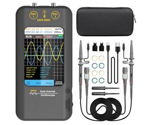 BSIDE Oscilloscope Numérique Portable 2 Canaux 50MHz Oscilloscope Portable à Écran Tactile Angle de Vue Complet 3,98 Pouces Oscilloscope Générateur de Signal Rechargeable pour Automobile Électronique