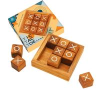 BSIRI Tic Tac Toe pour enfants et adultes - Table basse - Décoration de salon et de bureau - Jeux de société classiques en bois rustique pour familles - Taille 10,2 cm