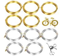 BSITSSS 10 PCS 1 mm Fil de Fer Souple Loisir Creatif, 5m Fil d'Artisanat en Aluminium, Fil Aluminium, Fil de fer Fleuriste, Fil de fer Souple, Fil d'aluminium (Argent, Or)