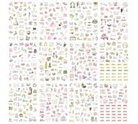 BSITSSS 12 Feuilles Mariage Stickers Scrapbooking, Rose et Vert Livre D'or Mariage Autocollant Scrapbooking, Romantiques Evjf Autocollant pour Album Photo Livre D'or Anniversaire