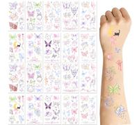 BSITSSS 12 Feuilles Tatouage Temporaire, Tatouages Papillon Chat, Dessinés à la Main Chat Papillon Couleur Tattoo Ephemere Faux Tatouage pour Garçon Fille Mariage Anniversaire Fête