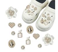 BSITSSS 12 Pièces Accessoires de Fleur de Chaussure en Strass, Décorations de Chaussures de Bricolage, Accessoires de Chaussure en Strass, Bijoux de Chaussures Fleurs de Perles, Breloques de Chaussure