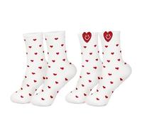 BSITSSS 2 Paire Chaussettes en Forme de Cœur Femme - Mignonnes et Rigolotes Blanc, Drôle pour Cadeaux d'Anniversaire Saint-Valentin