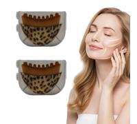 BSITSSS 2 Pièces Brosse Drainage Lymphatique, Imprimé Léopard Brosse Lymphatique Visage, Brossage à Sec Masseur pour Façonner le Visage le Menton et Soins de la Peau Jawline
