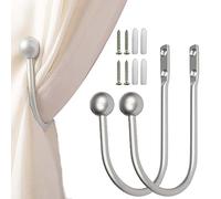 BSITSSS 2 Pièces Embrasse Rideau Metal, Embrasse pour Rideaux Argent, Attache Rideau Forme de U, Décoratifs en MéTal Embrasses à Rideaux pour Home Bureau Chambre Décoration Fenêtre Traitement (Argent)