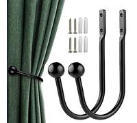 BSITSSS 2 Pièces Embrasse Rideau Metal, Embrasse pour Rideaux Noir, Attache Rideau Forme de U, Décoratifs en MéTal Embrasses à Rideaux pour Home Bureau Chambre Décoration Fenêtre Traitement (Noir)