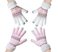 BSITSSS 2 Pièces Gants Femme Hiver, Modes Gants Chauds, Mignon Gants Tactiles, Gants Hiver avec Doublure Polaire Epaisse, 2 en 1 Thermique Gants Ecrans Tactiles pour Cyclisme Conduite Ski Randonnée