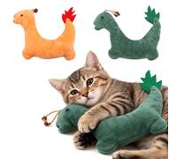 BSITSSS 2 Pièces Jouet Interactif à l’Herbe à Chat, Petit Dragon de Feu Jouet Chat, Vert et Orange Peluche Oreillers Jouets pour Chats Chaton Interieur Activité Griffer Mâcher Soins Dentaires