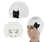 BSITSSS 2 x Bonnet de Bain Femme Homme, 100% Silicone Bonnet Piscine, Qualité Supérieure Bonnets de Bain, Extensible Confortable Bonnet de Piscine, Bonnet Natation Les Cheveux Longs, Épais ou Bouclé