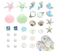 BSITSSS 29 Pièces Charmes de Chaussure, Thème Océan Pins pour Crocs Charms, Étoile de Mer D'été Breloque Jibbitz pour Crocss Filles Garçons Fête Anniversaire Plage Été