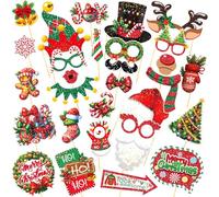 BSITSSS 30 Pièces Photobooth Noel, Accessoires Photobooth Noël, Christmas Photo Booth Props Photomaton pour Famille Photos et Fournitures DIY Fête de Christmas