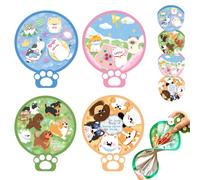 BSITSSS 4 Pièces Eventail Rond Pliable, Éventails à Main Portables, Pop up Pliant Éventail, Evantail Motif Chaton pour Mariage, Fête, Décoration, Photo & Activités Extérieures
