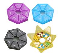 BSITSSS 4 Pièces Pilulier Semainier, Rond Pillulier Semainier Medicament Pilulier Semaine, Pilulier Journalier Mensuel Boite Medicaments Pilulier de Poche Boite a Medicament Pilulier Voyage Sans BPA