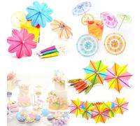 BSITSSS 90 Pièces Parasol Cocktail, Décorations De Cocktail, Cocktail Parapluies Fruit et Desserts Accessoires Decoratifs Decoration Cocktail pour Bar, Décoration de Fête d'été, Couleur Mélangée