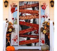 BSITSSS Decoration Porte Halloween 90 x 180cm, Halloween Door Cover, Terreur Sang Ombre Banderole Porte d'halloween pour Fête Maison Hantée Décoration Intéri