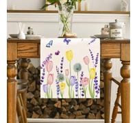 BSITSSS Fleur Chemin de Table, Nouveau Style Chemin de Table Lin, Décoration de Table 33x180cm, Table Runner Tulipes Printanier, Chemin Table Parfait pour Fête, Mariage, Saint-Valentin