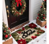 BSITSSS Floral Tapis Noel, Paillasson Noel Charmant, Tapis deNoel, TapisCuisineNoel pour Chambre à Coucher, Couloir, Salon, Sol, Cuisine, Salle de Bain, 40 x 60 cm