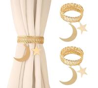 BSITSSS Lot de 2 Embrasse pour Rideaux, Embrasses de Rideaux Anneau à Ressort, Étoiles et Lune Embrasse Rideau, Modes Embrasses à Rideaux, Attache Rideau pour Décoration de Maison, Bureau Etc