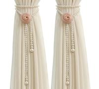 BSITSSS Lot de 2 Embrasse pour Rideaux, Embrasses de Rideaux Sangle de Perle, Frange Embrasse Rideau, Floral Embrasses à Rideaux, Réglable Attache Rideau pour Décoration de Maison, Bureau