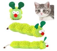 BSITSSS Lot de 2 Jouet à Herbe à Chat, Chenille Verte Jouet Chat Interactif, Peluche Catnip Toys Oreiller Jouets Chaton pour Chats à Mâcher et Nettoyer Les Dents