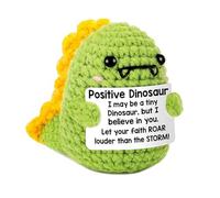 BSITSSS Lot de 2 Poupées de Dinosaure Positive, Vert Dinosaure Positif en Tricot, Cadeau Drole Decoration Maison Motivante pour Couple Collègue Homme Femme Anniversaire