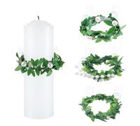 BSITSSS Lot de 3 Guirlandes de Bougies Décoratives, Anneaux de Bougies de Feuilles Anti-Gouttes, Guirlande Artificielle 3-6 cm de Diamètre, Couronnes de Bougies de Verdure pour Communion