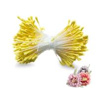 BSITSSS Lot de 380 Cure-Pipes Jaunes avec Deux Têtes de Perles de 2 mm, Nouveau Etamines Artificielles, Mini Fleurs Artificielles à Double Tête, Pipe Cleaner Pistil Jaune for DIY Craft Projects