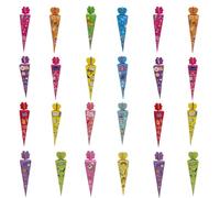 BSITSSS Pack de 24 Petits Cônes D'école, 20.5 x 4CM, Sacs à Sucre à Remplir pour la Rentrée des Classes, Boîte de Bonbons Colorée pour la Rentrée Scolaire, Cornet Surprise, Sac à Sucre Pliable