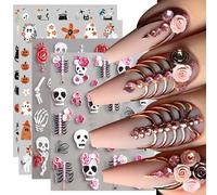 BSITSSS Stickers Ongles pour Halloween, Autocollant Nail Art 5D Relief Tridimensionnel, Magnifiquement Stickers pour Ongles, Fantômes Decoration Ongle, 4 Feuilles Deco Ongle Nail Art