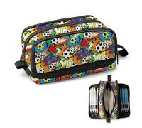 BSITSSS Trousse Football, Trousse Crayon avec 6 Compartiments, Football Trousses Eecole Scolaire Grande Capacité Plumier avec Fermeture à Glissière pour Étudiants l'école Collège Bureau Cadeaux