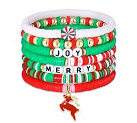 BSJELL Lot de 5 bracelets à perles empilables pour Noël, Thanksgiving, la Saint-Patrick, la Saint-Valentin, les vacances, les vacances, bijoux festifs, cadeaux pour femme, inconnu, 7 inches, Plastique