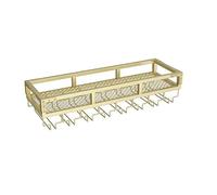 BSKJMMP Grande étagère murale en métal pour bouteilles de vin, liqueurs industrielles, support à suspendre pour verre (doré, 60 x 25 x 14 cm)