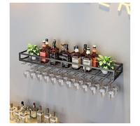 BSKJMMP Grande étagère murale en métal pour bouteilles de vin ou liqueurs à suspendre (noir, 60 x 25 x 14 cm)