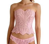 bslingerie Bustier en patchwork avec bordure en dentelle florale transparente pour femme, rose clair, Small