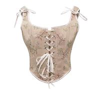 Bslingerie® Bustier rétro vintage victorien imprimé chat pour femme, Cape Jasmin Floral, M