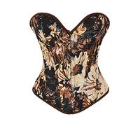 Bslingerie® Bustier rétro vintage victorien imprimé chat pour femme, Vintage Floral, M