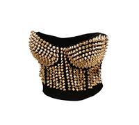 bslingerie® - Bustier style Madonna avec clous métalliques, doré, Large