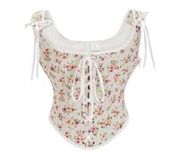 Bslingerie Corset en satin vintage avec laçage, débardeur pour soirée et club, Vintage Floral, M