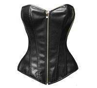 Bslingerie® Corset en similicuir pour femme, cuir noir, L