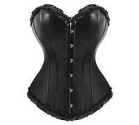 Bslingerie Corset Haut Shapewear Lingerie Couleur Pastel Mignon pour Femmes, Noir - Cuir synthétique., S