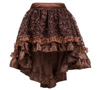 Bslingerie® Femme Gothic Punk Noir Longueur de la Cheville Jupe Courte (Marron, L)