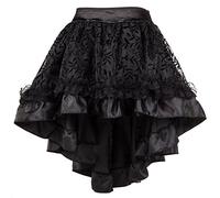 Bslingerie® Femme Gothic Punk Noir Longueur de la Cheville Jupe Courte (Noir, S)