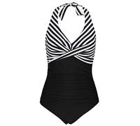 Bslingerie® Femme Natation Pousser Le Buste Maillots Une pièce Maillots de Bain de Loisir (XL, Bandes Noires)