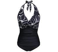 Bslingerie® Femme Pousser Le Buste Maillots Une pièce (XXL, Fleuri Noir)