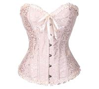 Bslingerie® Femmes Gothique Floral Dentelle Satin Corset Overbust, beige, M