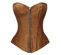 Bslingerie® femmes simili cuir bustier corset haut (L, Braun)