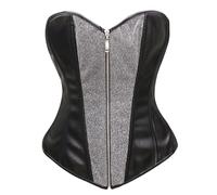 Bslingerie® Femmes Simili Cuir Bustier Corset Haut (XXL, Gris)