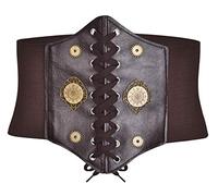 Bslingerie® Femmes Steampunk Cuir synthétique Waspie Corset Ceinture (Équipement - Marron, M)