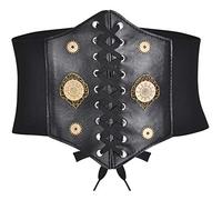 Bslingerie® Femmes Steampunk Cuir synthétique Waspie Corset Ceinture (Équipement - Noir, M)